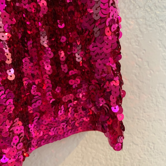 MANER Pink Sequin Shorts Women's XS NEW Sparkly Stretchy Party High Waisted - Picture 4 of 11